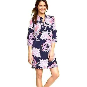 Gap Purple & Blue Paisley Print Pintucked Grace Sheath Dress Size Medium